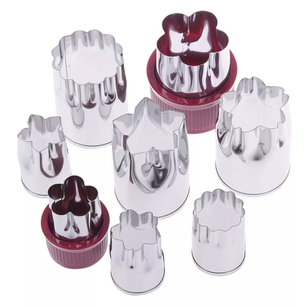 Set of 8 Pcs Stainless Steel Flower Shape Rice Vegetable Fruit Cutter Mold